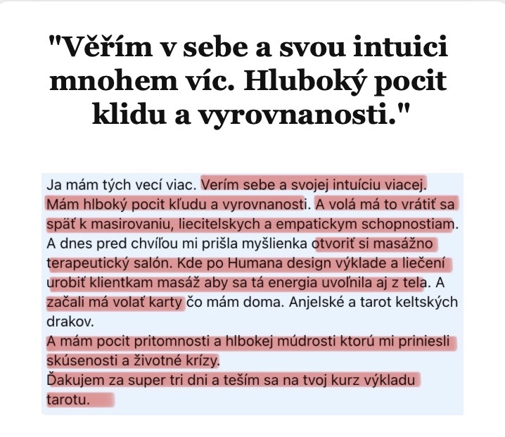 Reference účastníka webináře